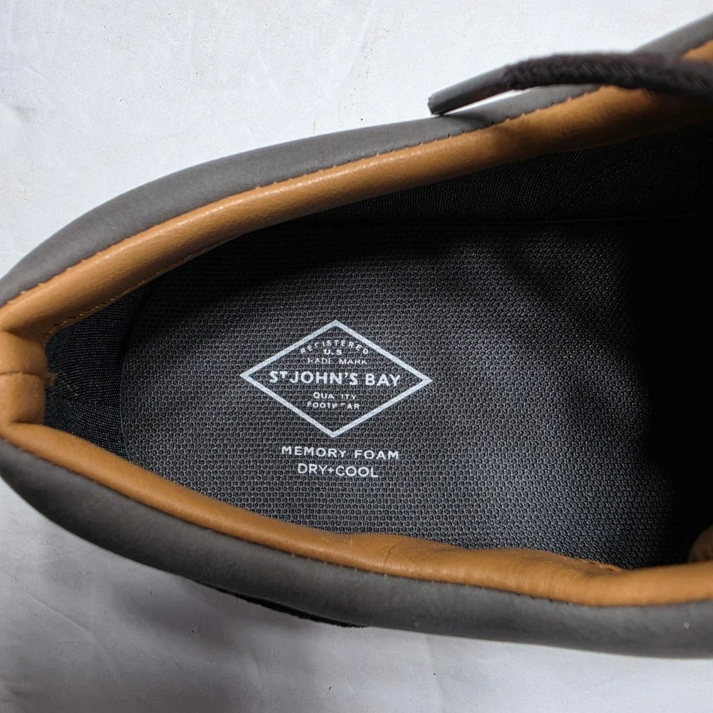 St Johns Bay Jacob Mens Grey Canvas Oxford Memory Foam Shoes 10.5M 016-1403